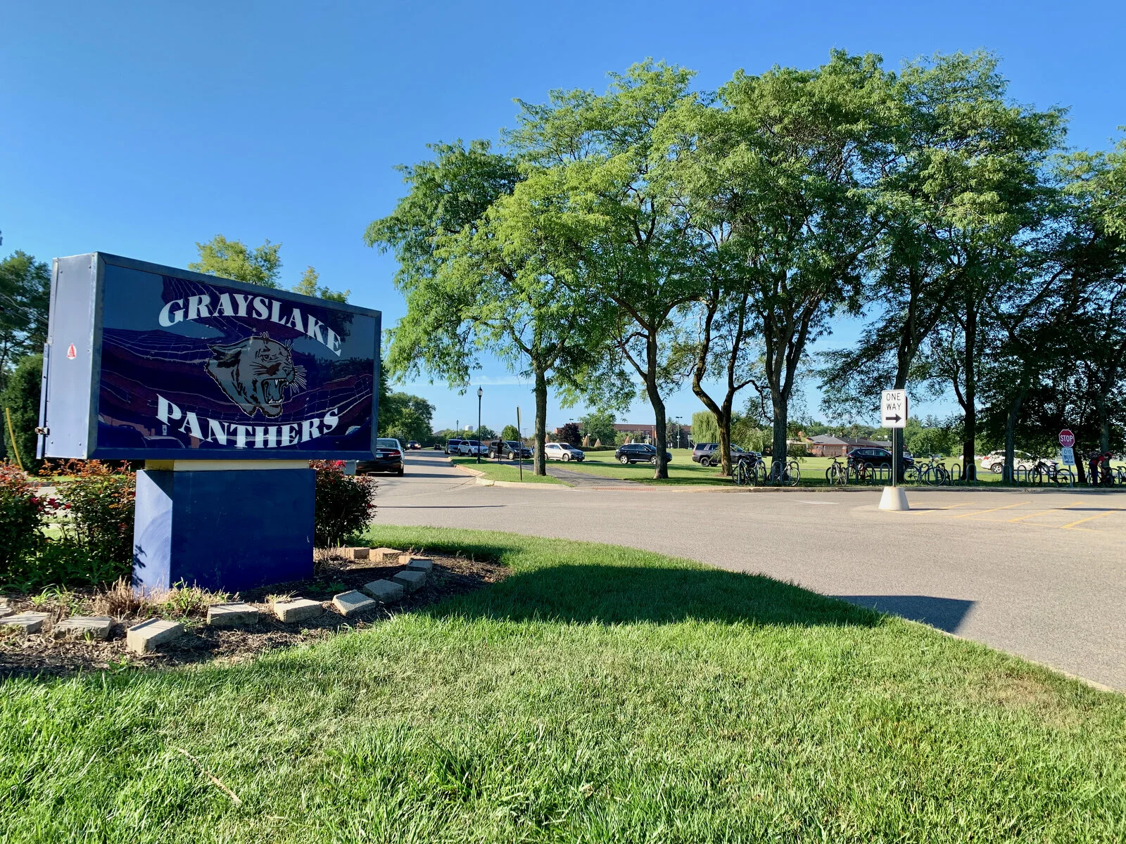 Marquee sign in front of Grayslake Middle School