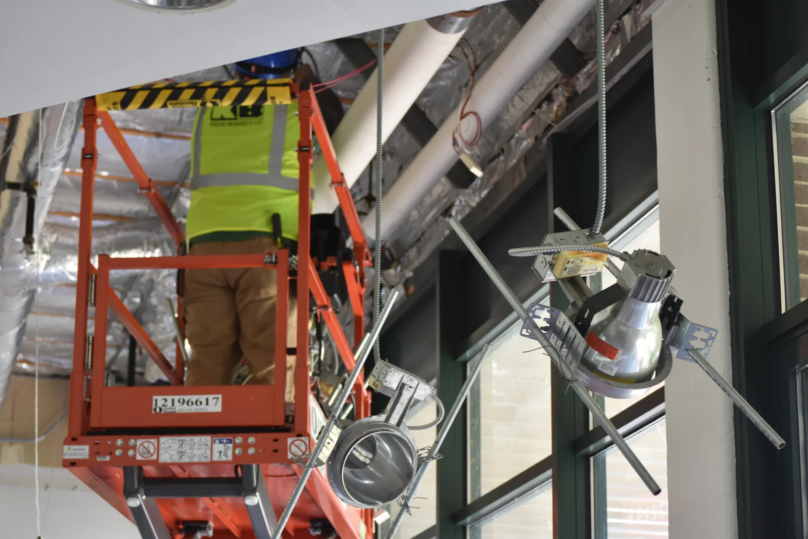 Construction worker on lift