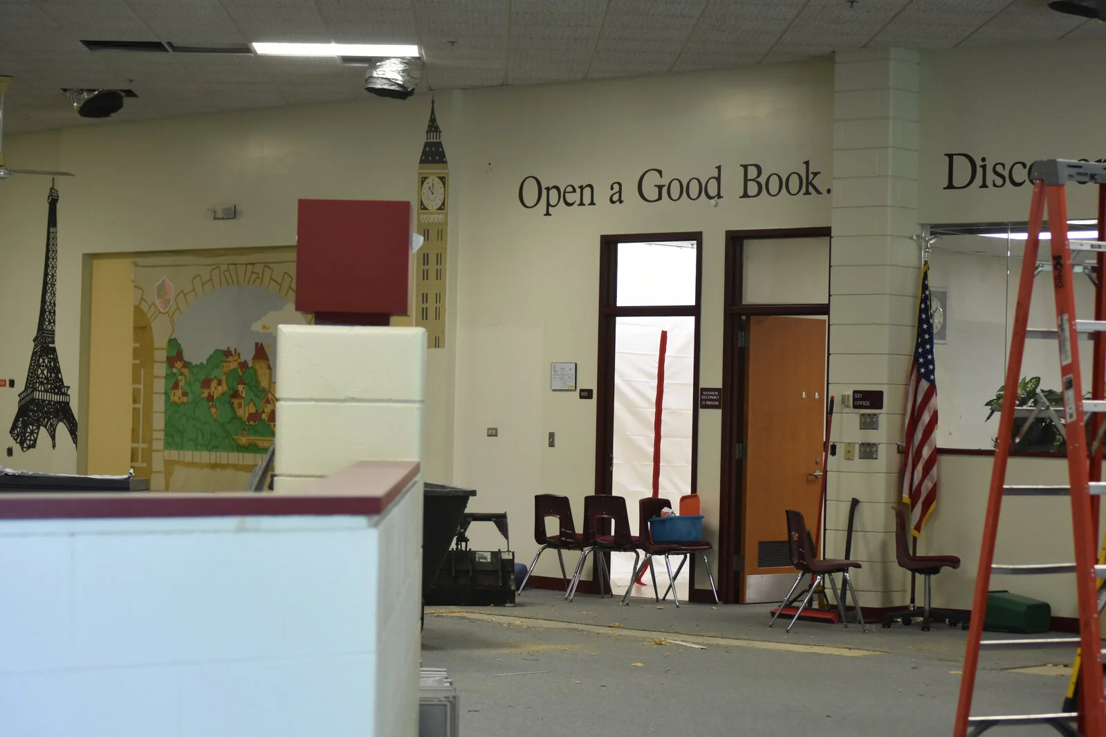 Construction beginning in library