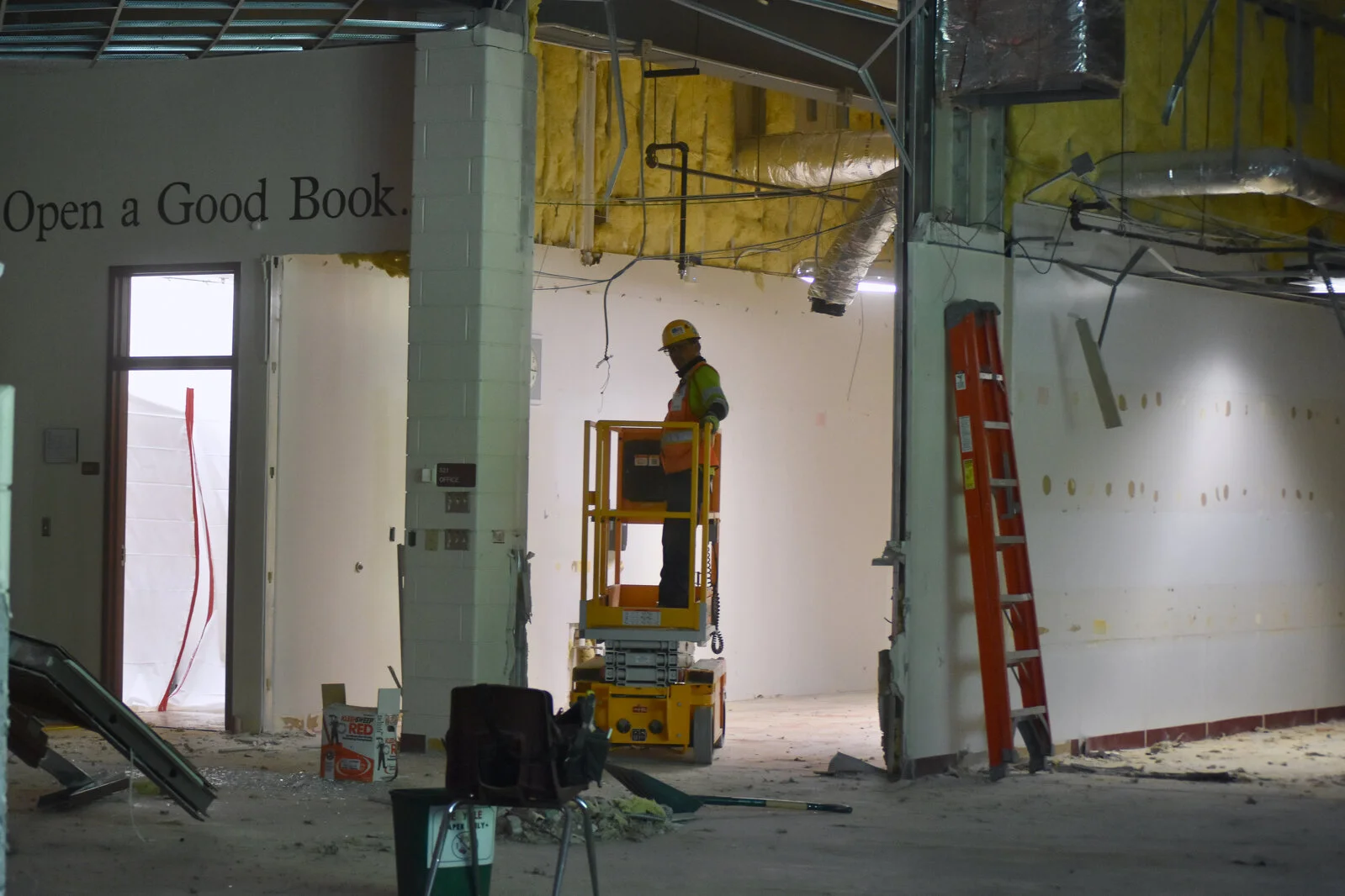 construction workers on lift