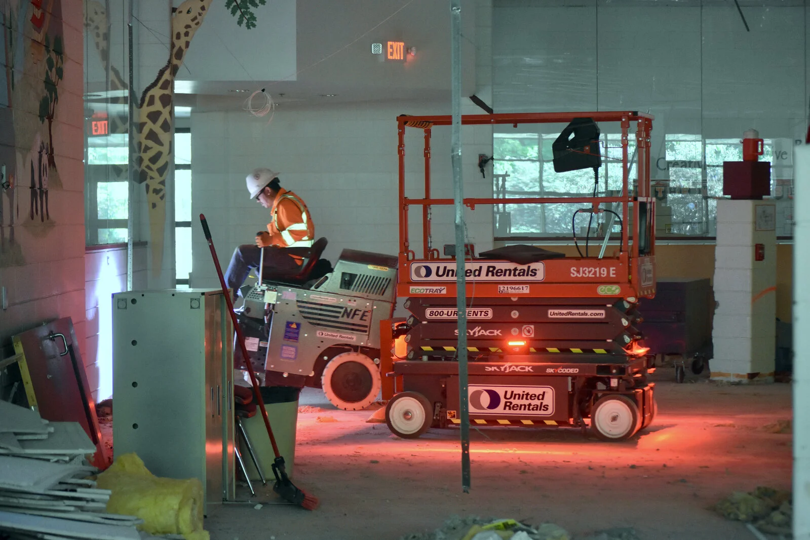 construction workers on lift