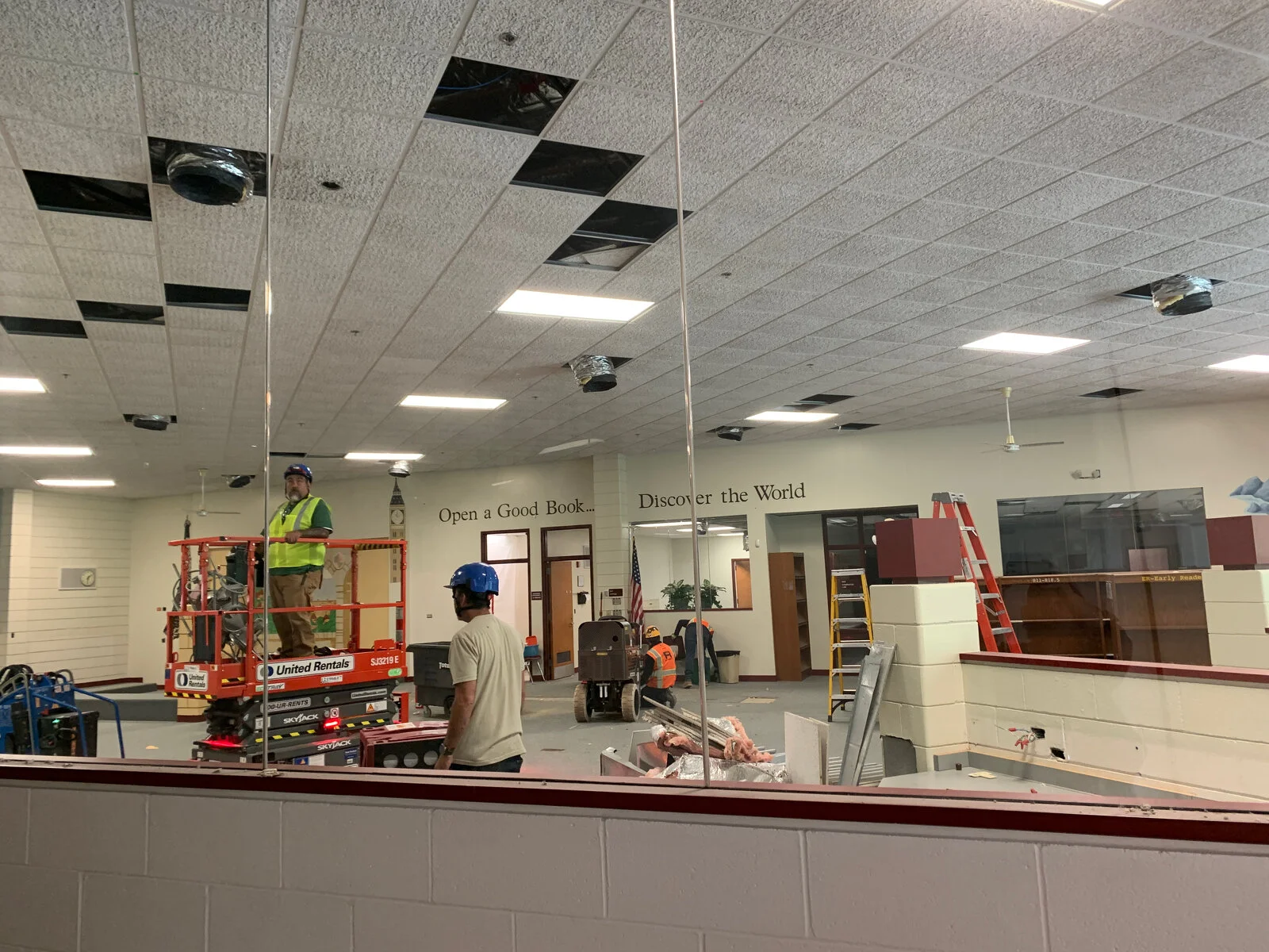 view of construction work in media center