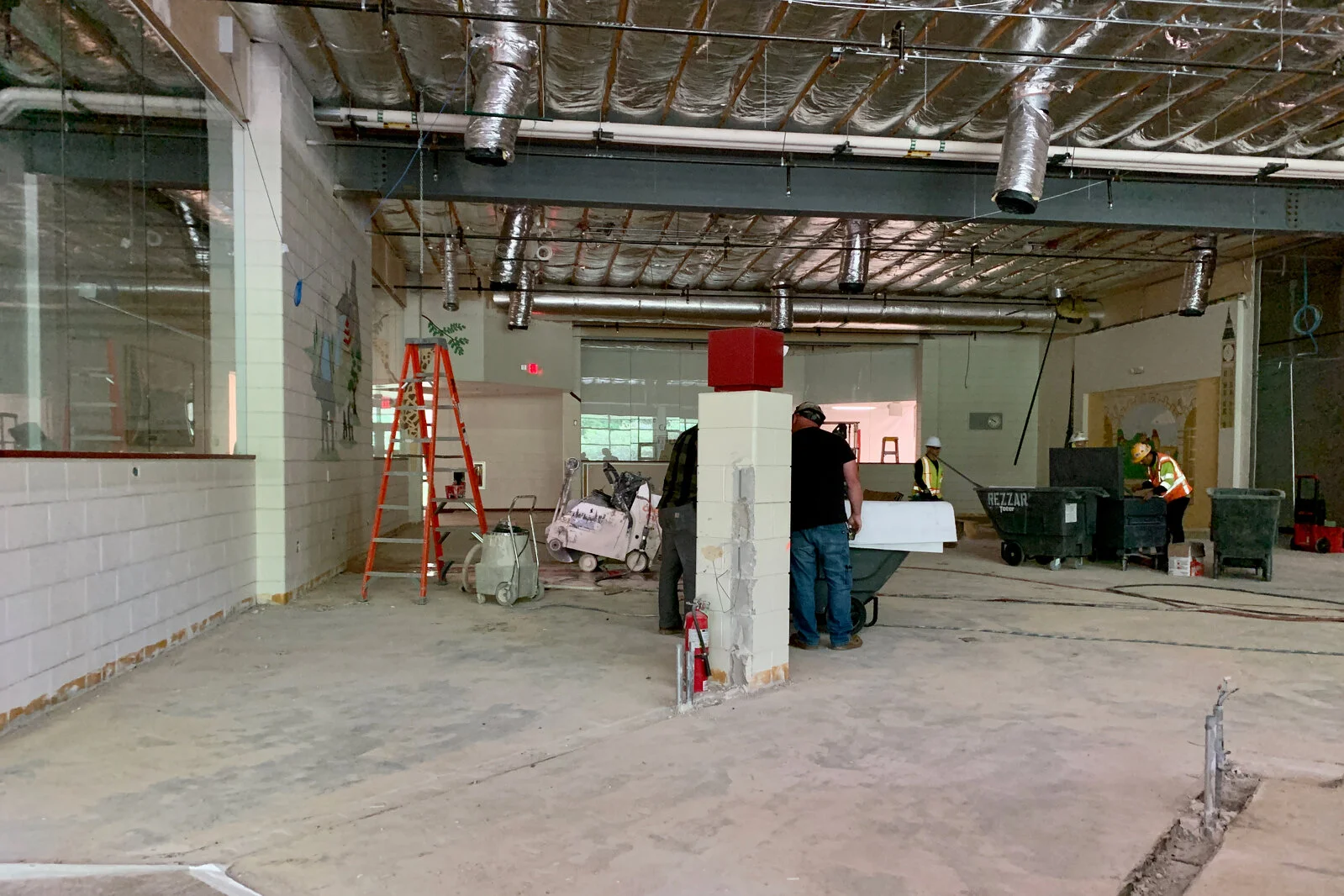 Construction work at Meadowview School Media Center