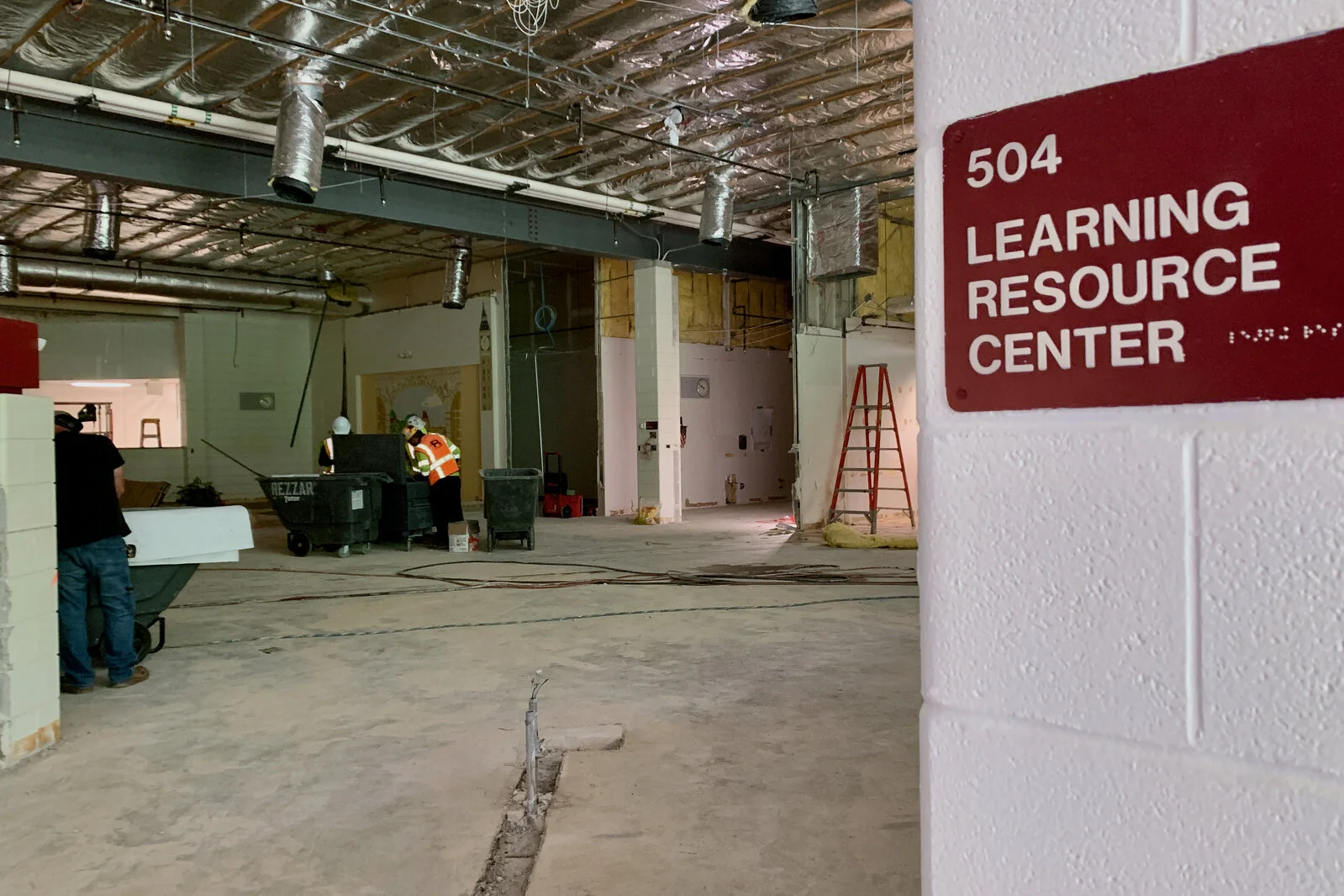 Construction work at Meadowview School Media Center