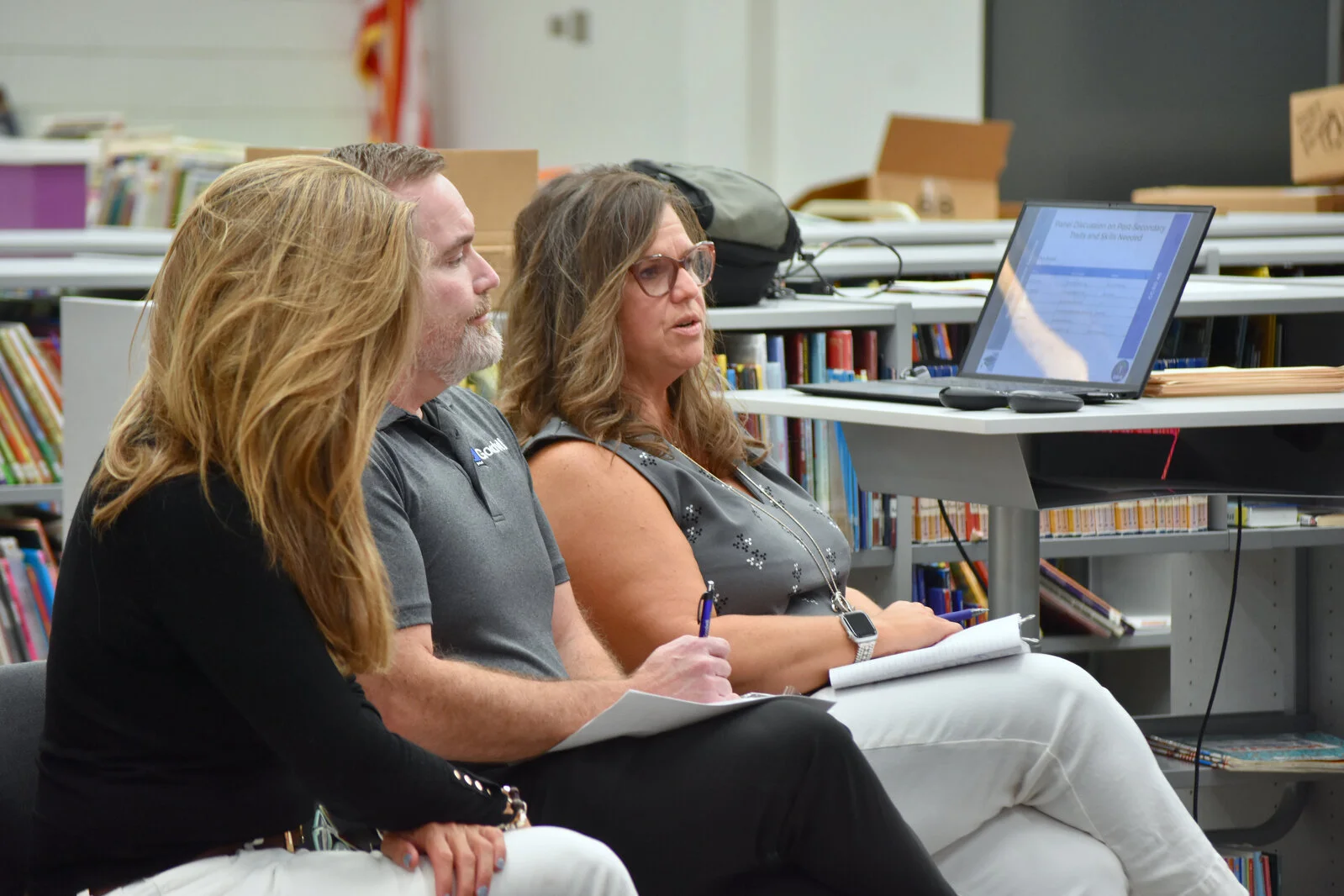 Panelists address the committee at the Portrait of a Learner team meeting